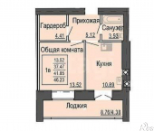 1-комн, 46 кв м, этаж 3/9 Сернурский тракт, 9