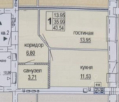 1-комн, 43кв м, этаж 6/10 ул Конакова, 82